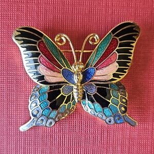 #114 Cloisonné Butterfly Brooch